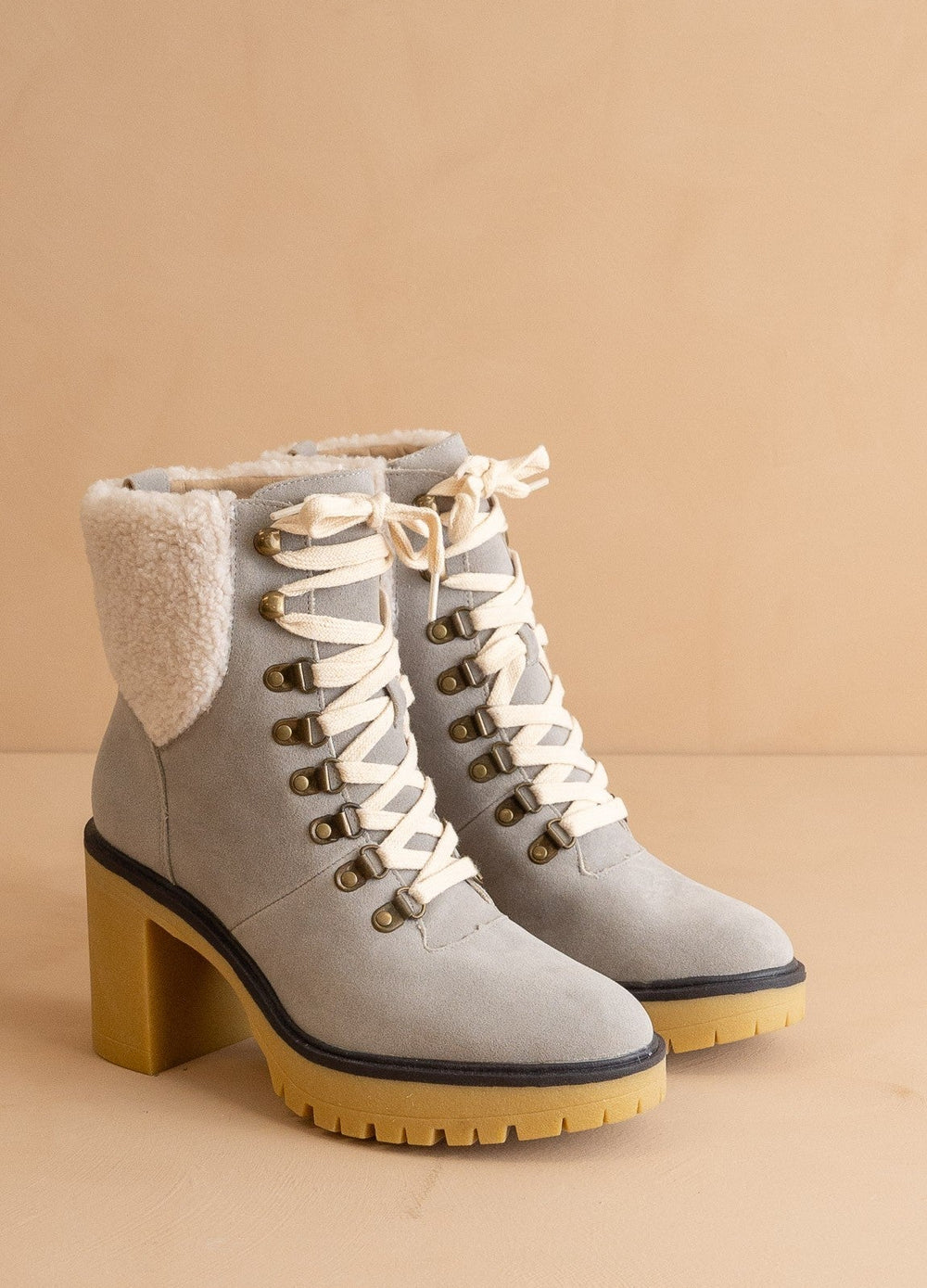 The Madilyn - Platform Shearling Boots- Grey *Final Sale*