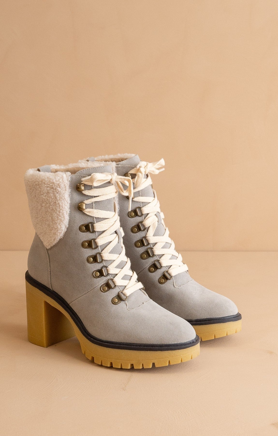 The Madilyn - Platform Shearling Boots- Grey *Final Sale*