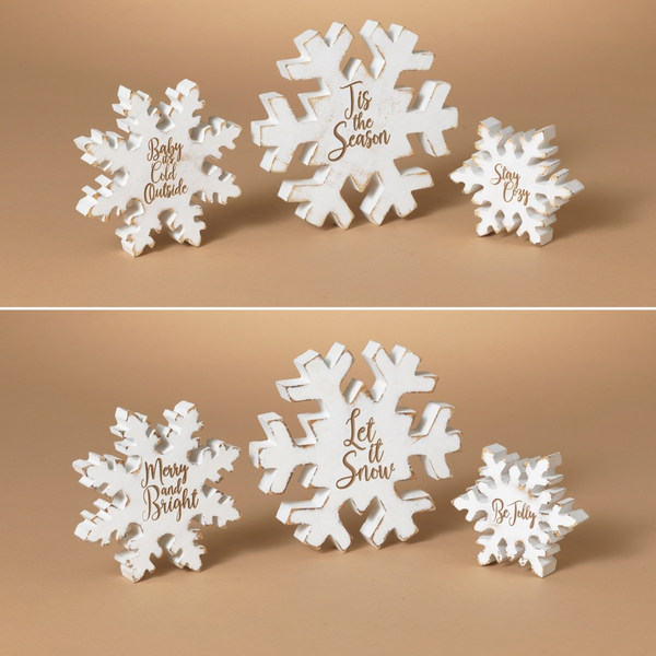 Wood Engraved Holiday Design Reversible Snowflake - Multiple Sizes