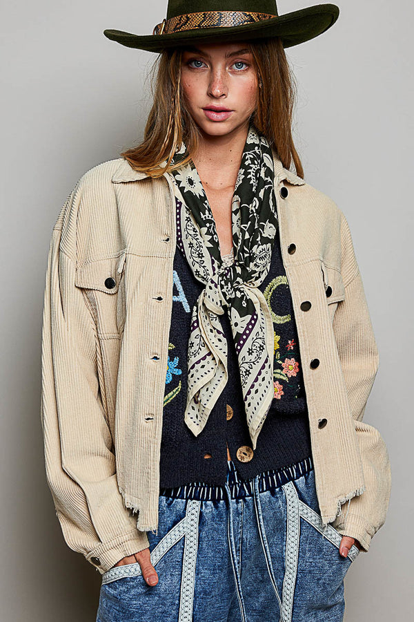 Corduroy Trucker Jacket in Beige