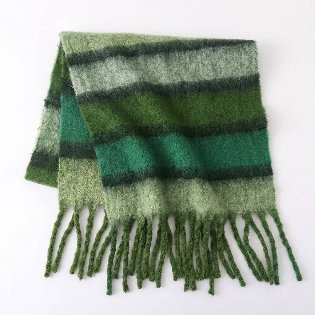 Colored Stripe Mohair Scarf Stylish Comfortable Warm Neck Wrap