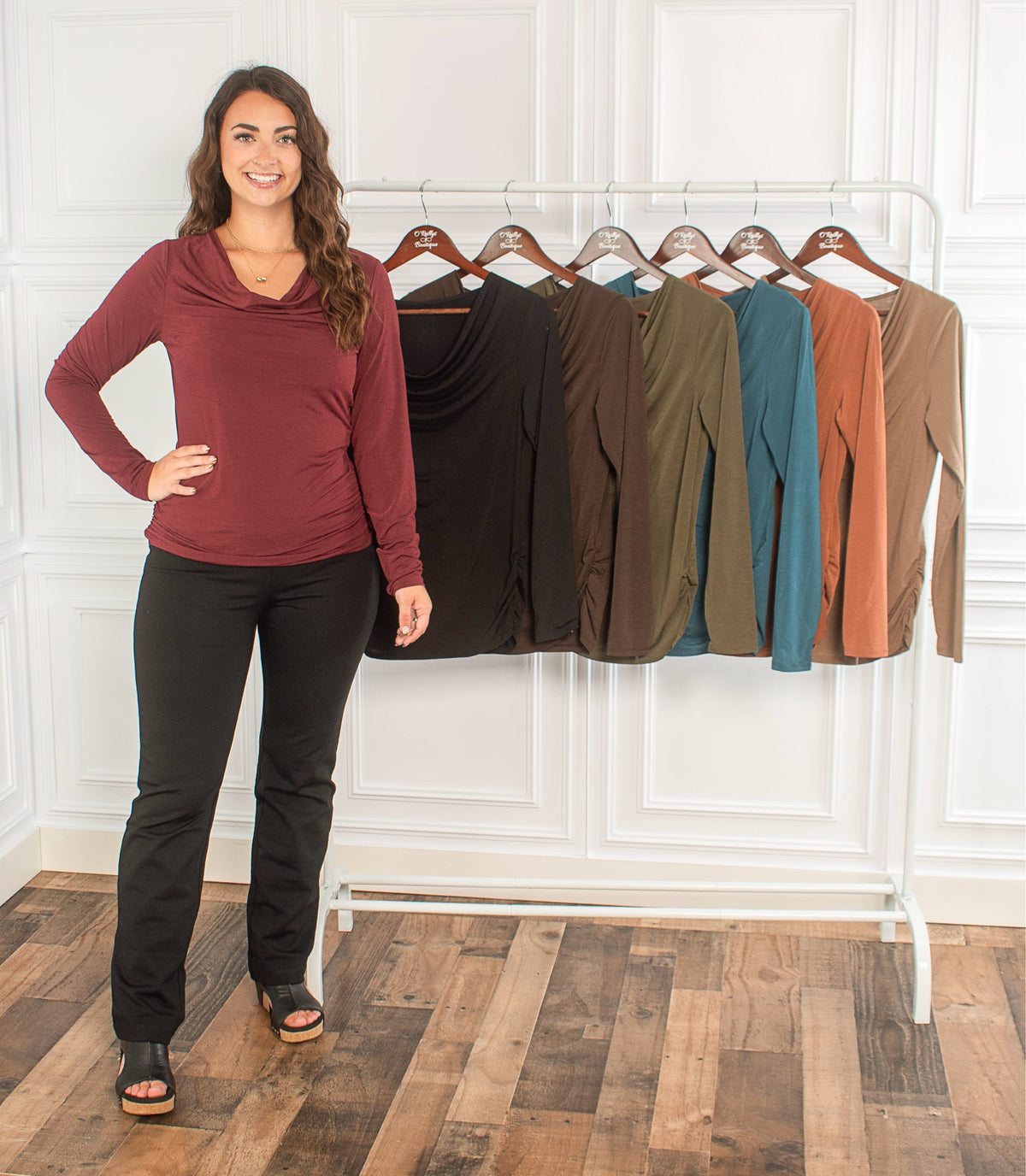 Dear Scarlett- Solid Ruched Long Sleeve
