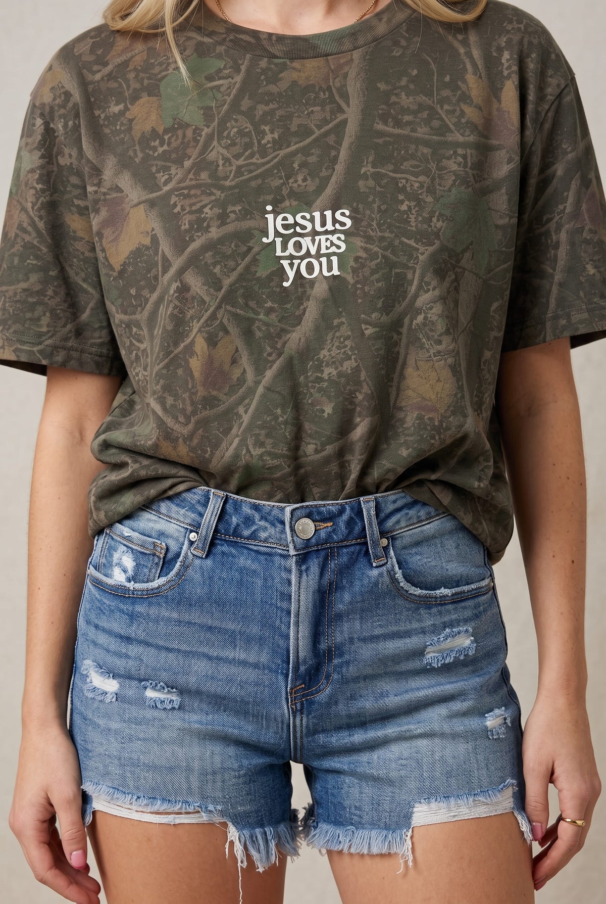 PREORDER- Jesus Loves You -mini-  Dark Camo Shortsleeve