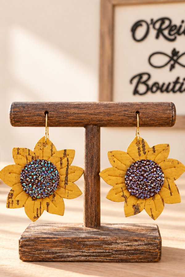 Bleu Olive Sunny Sunflower Earrings