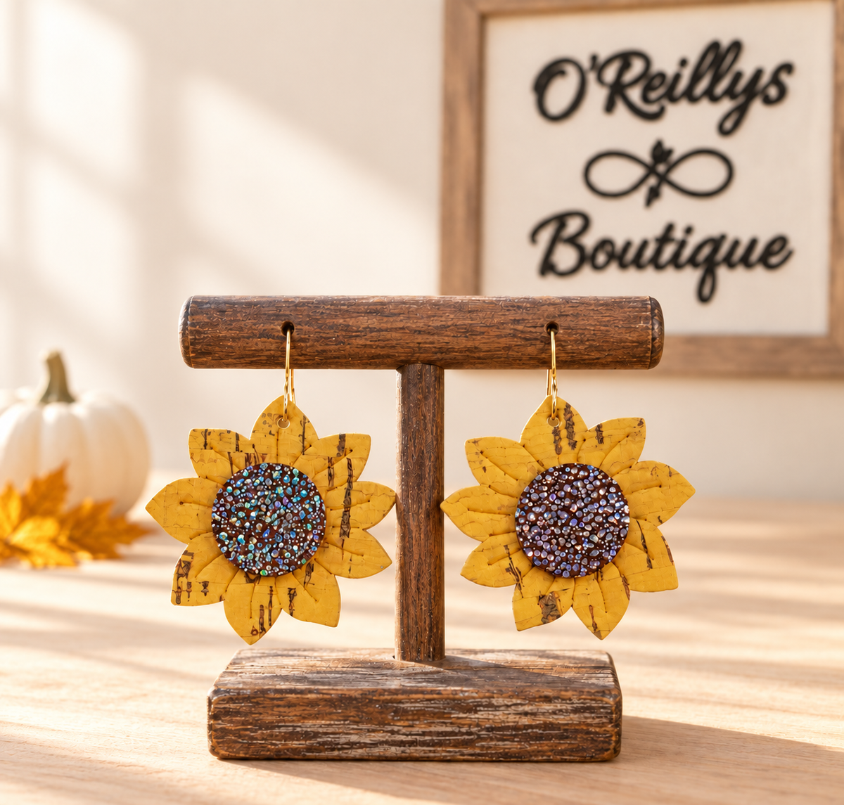 Bleu Olive Sunny Sunflower Earrings