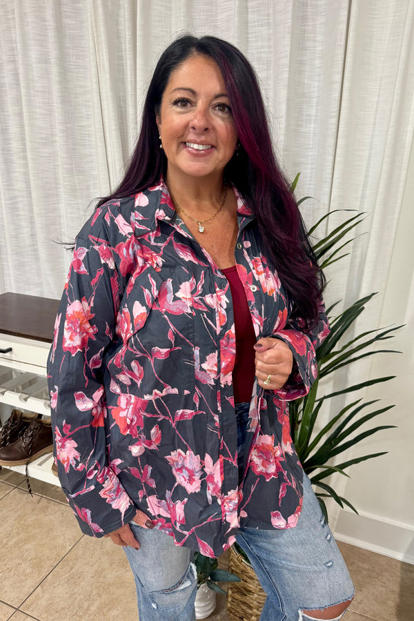 Floral Print Long Sleeve Blouse