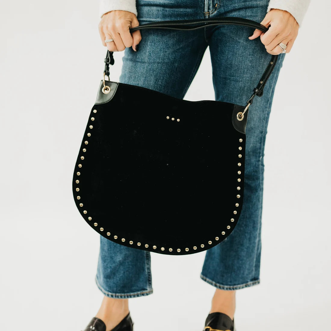 PREORDER- Rosalie Rivet Suede Hobo Bag