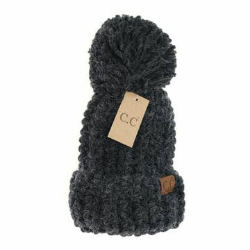 C.C Chunky Knit Yarn Pom Beanie - Multiple Colors