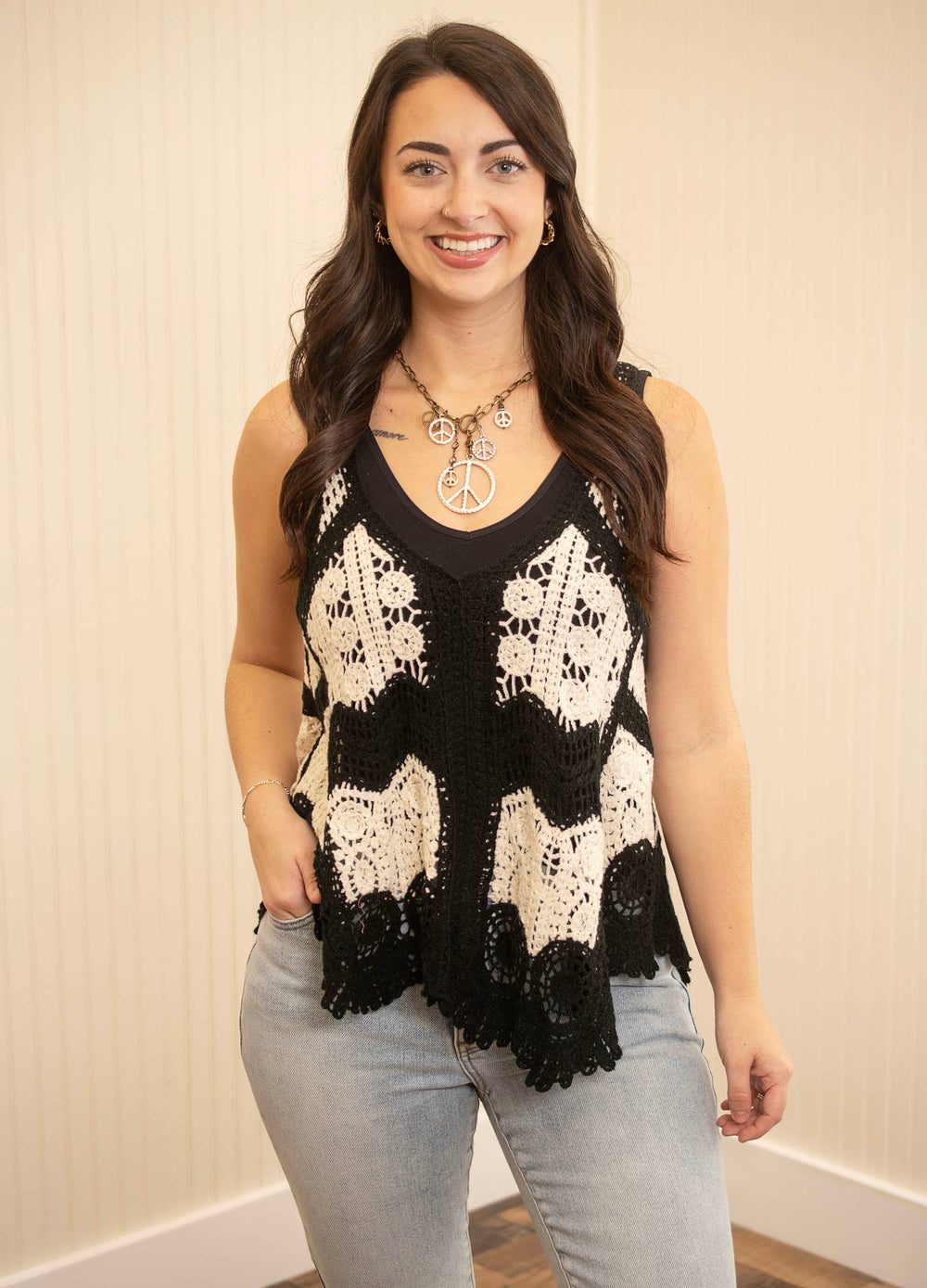 Living On The Edge Top - Black Multi