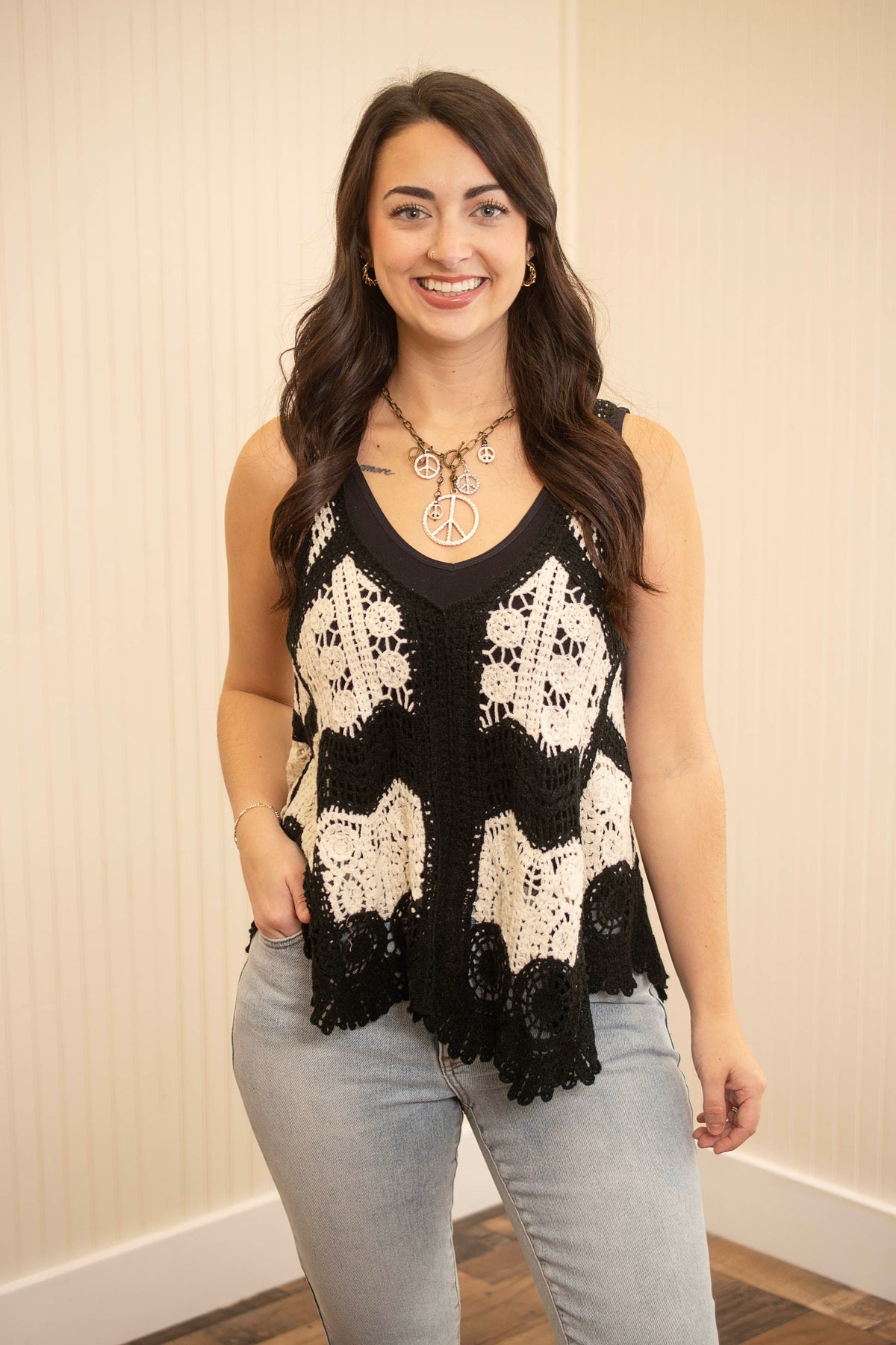 Living On The Edge Top - Black Multi