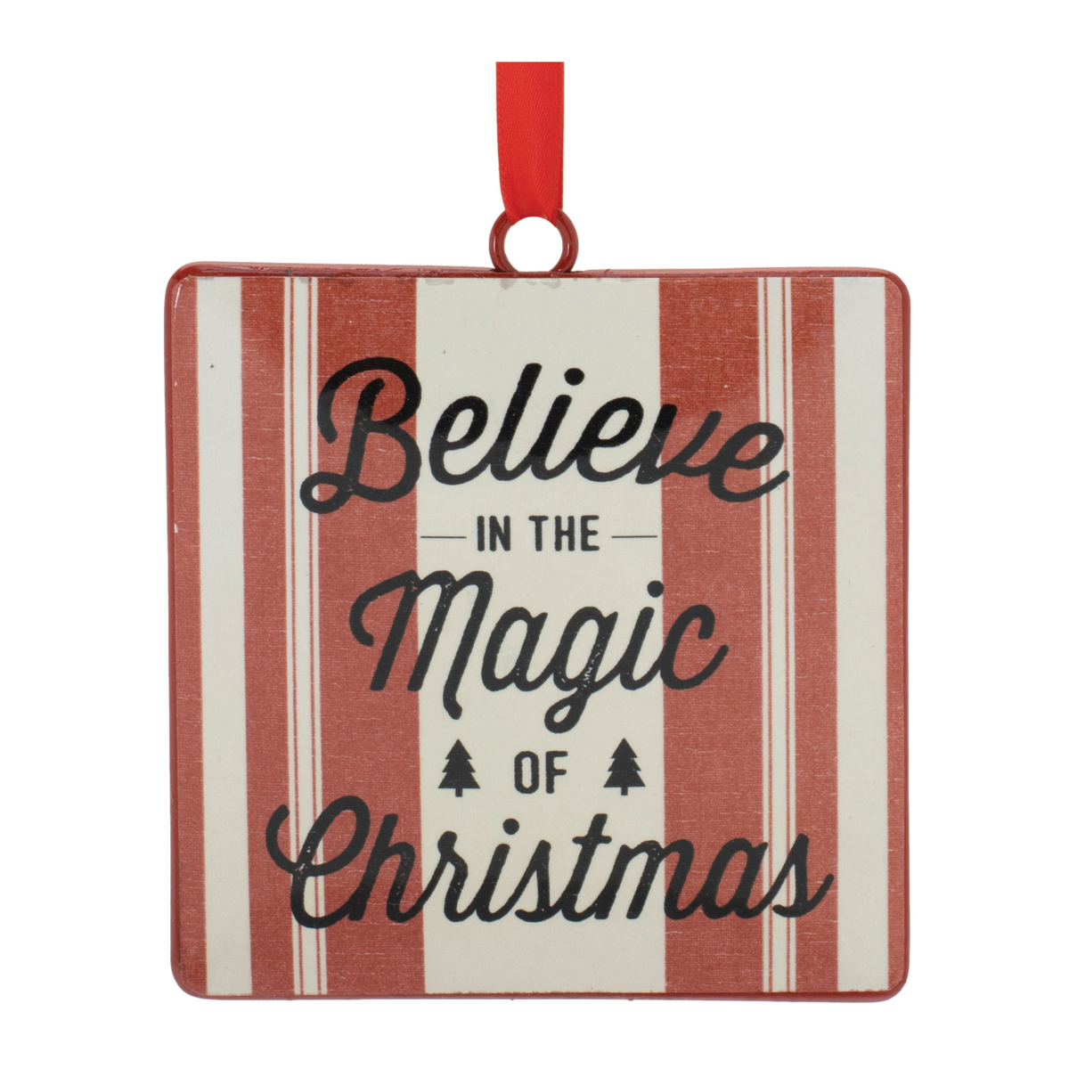 5" Square Iron Ornament in Red