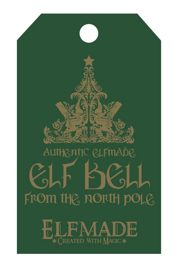 3.5"H Elf Bell Ornament On Ribbon With Tag