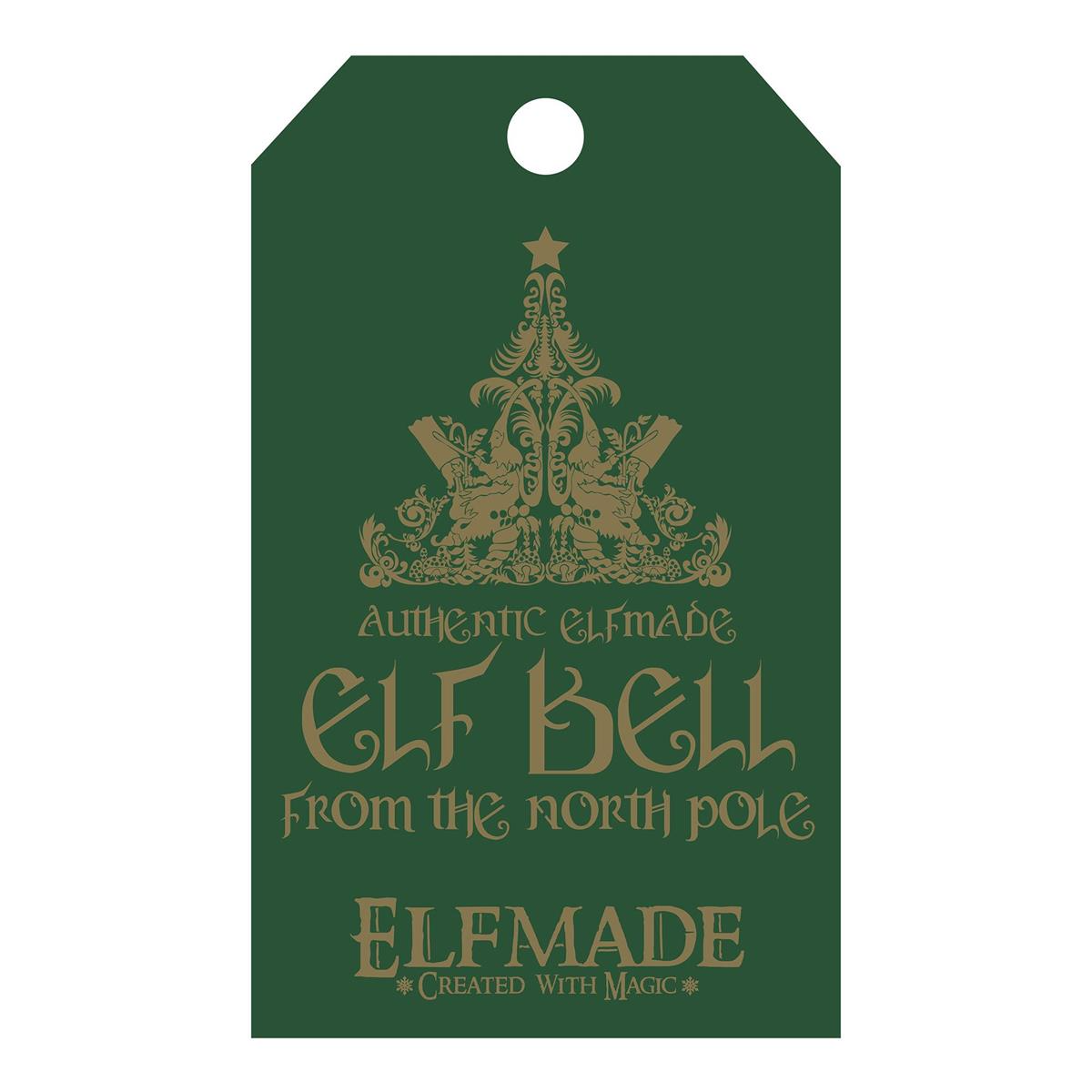 3.5"H Elf Bell Ornament On Ribbon With Tag