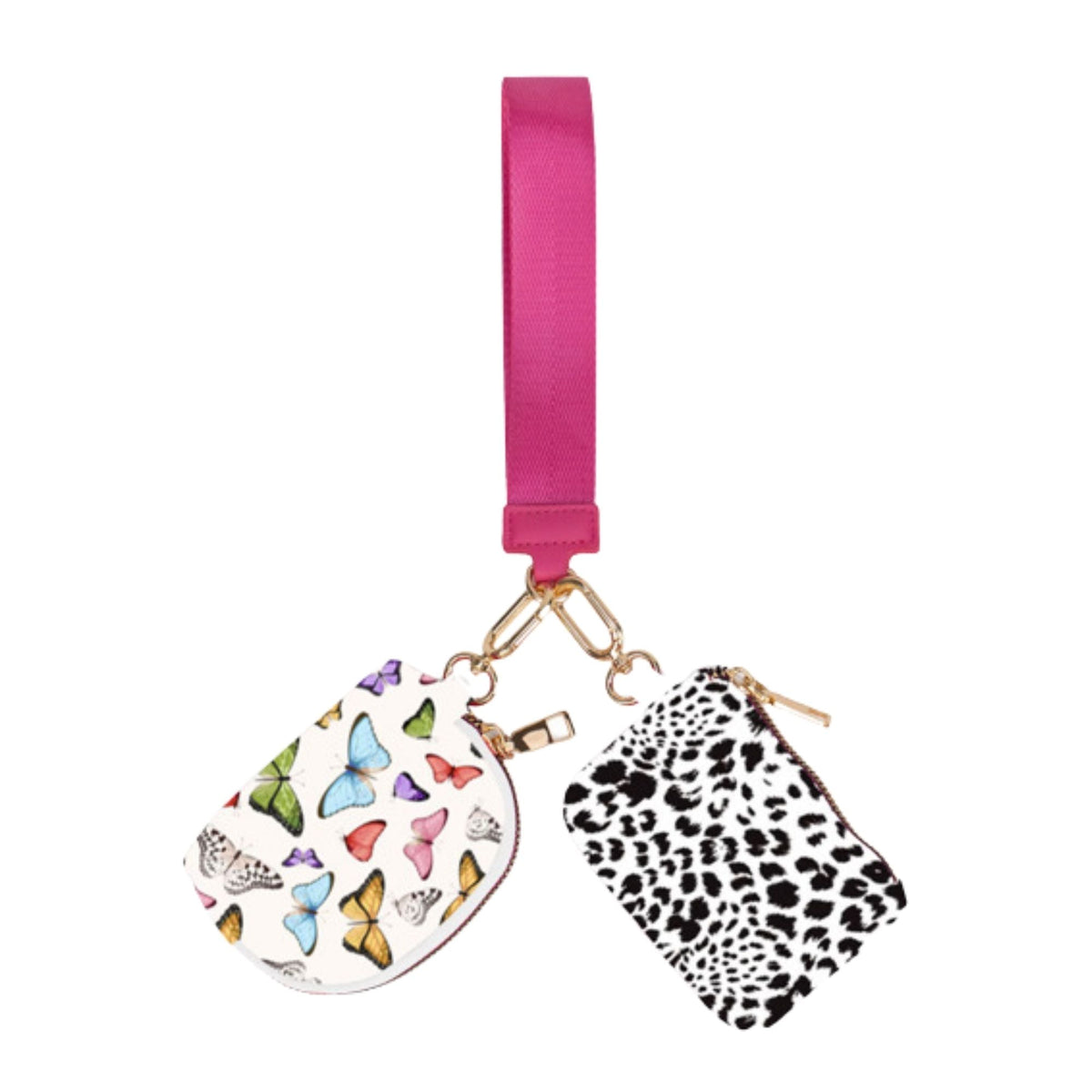 Double Pouch Wristlet - Butterfly/Seeing Spots