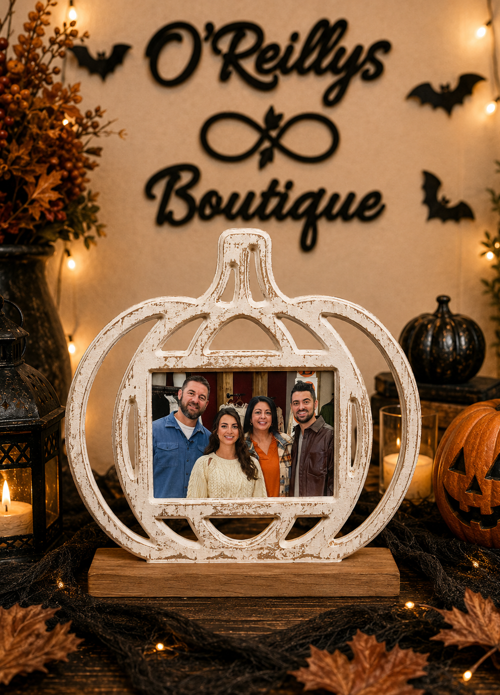 Wood Pumpkin Picture Frame
