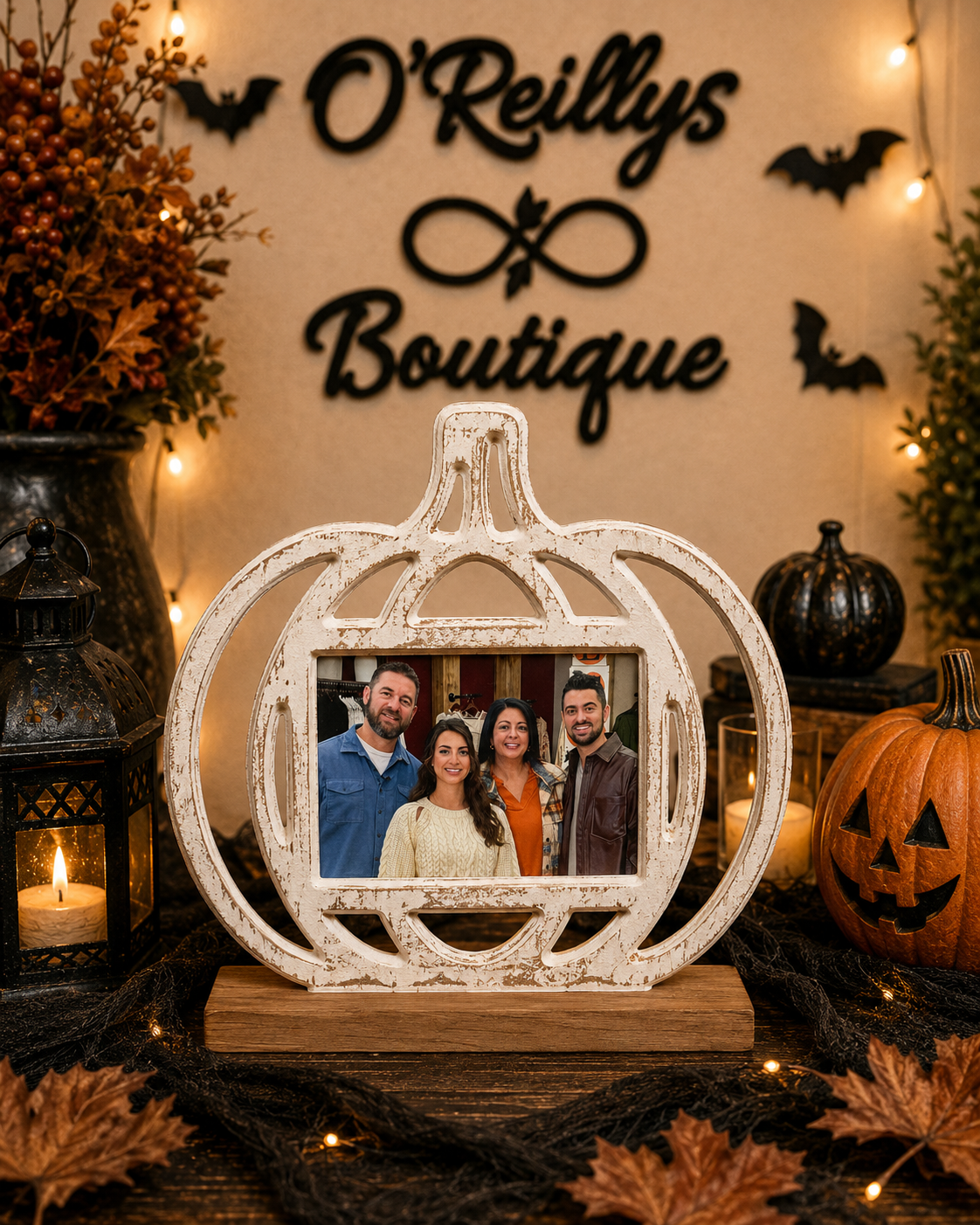 Wood Pumpkin Picture Frame