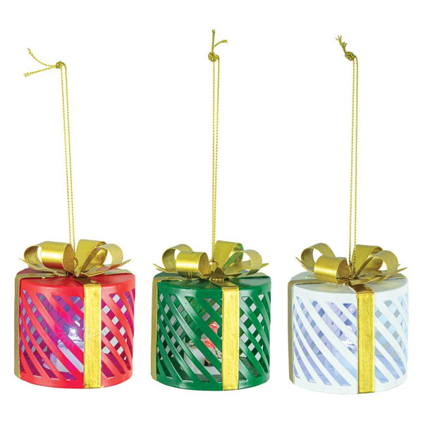 Round Gift Box Ornament with Light