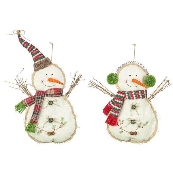 Snowman Burlap Trim Pillow Hanger