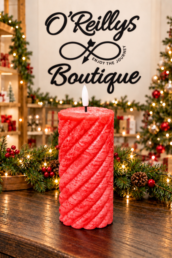 6" LED Twist Pillar Candle - Red