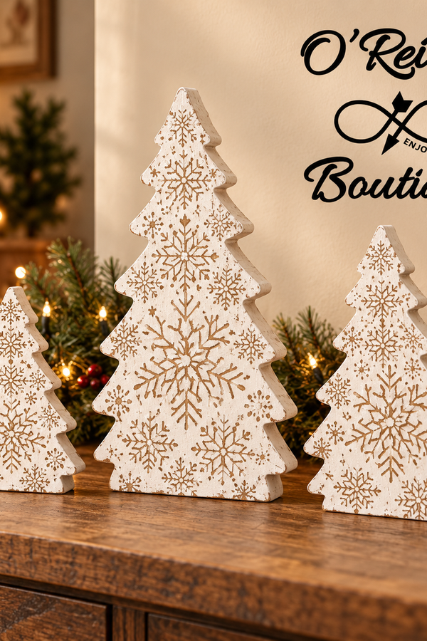 Wood Embossed Christmas Tree Block W/Glitter Accent