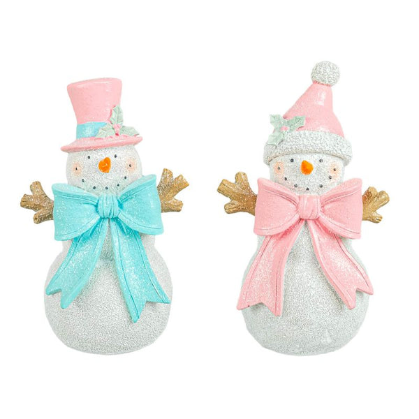 Pastel Bow Snowman 5" Stander