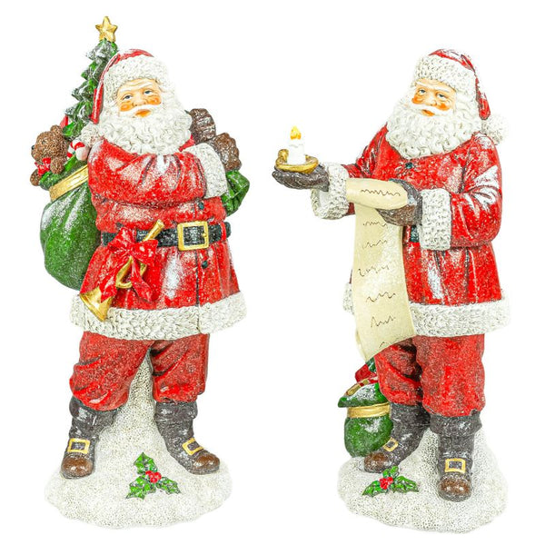 Frosted Santa Gift Bag Figurine
