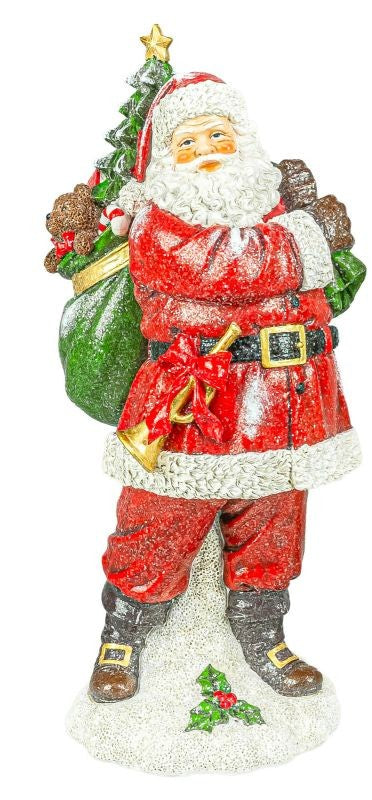 Frosted Santa Gift Bag Figurine - Multiple Designs