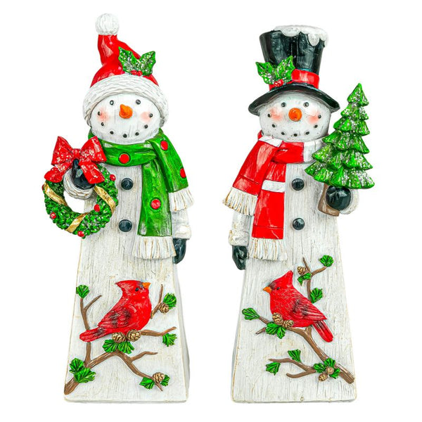 Cardinal Branches Snowman 8" Stander