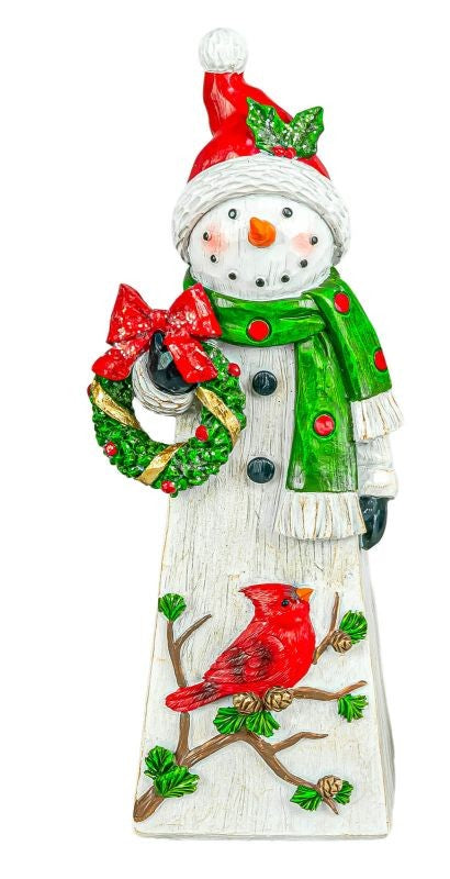 Cardinal Branches Snowman 8" Stander