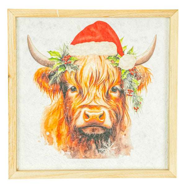 Holly Bushel Highland Cow Frame Art