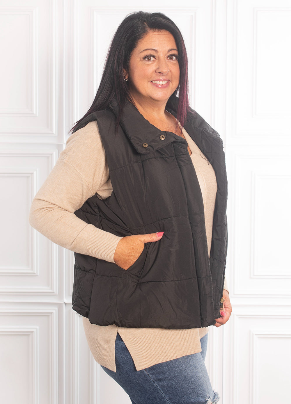 Zip Up Puffer Vest- Black *Final Sale*