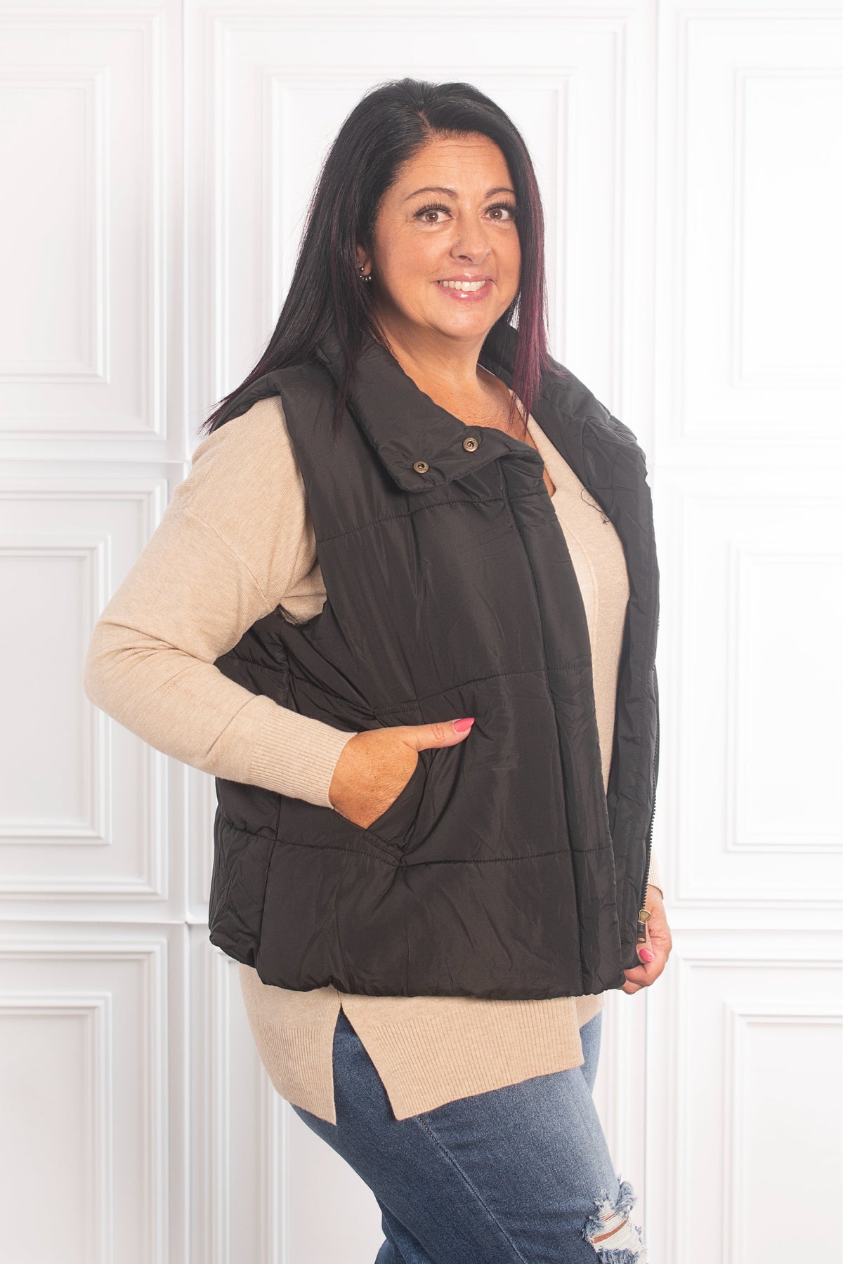 Zip Up Puffer Vest- Black *Final Sale*