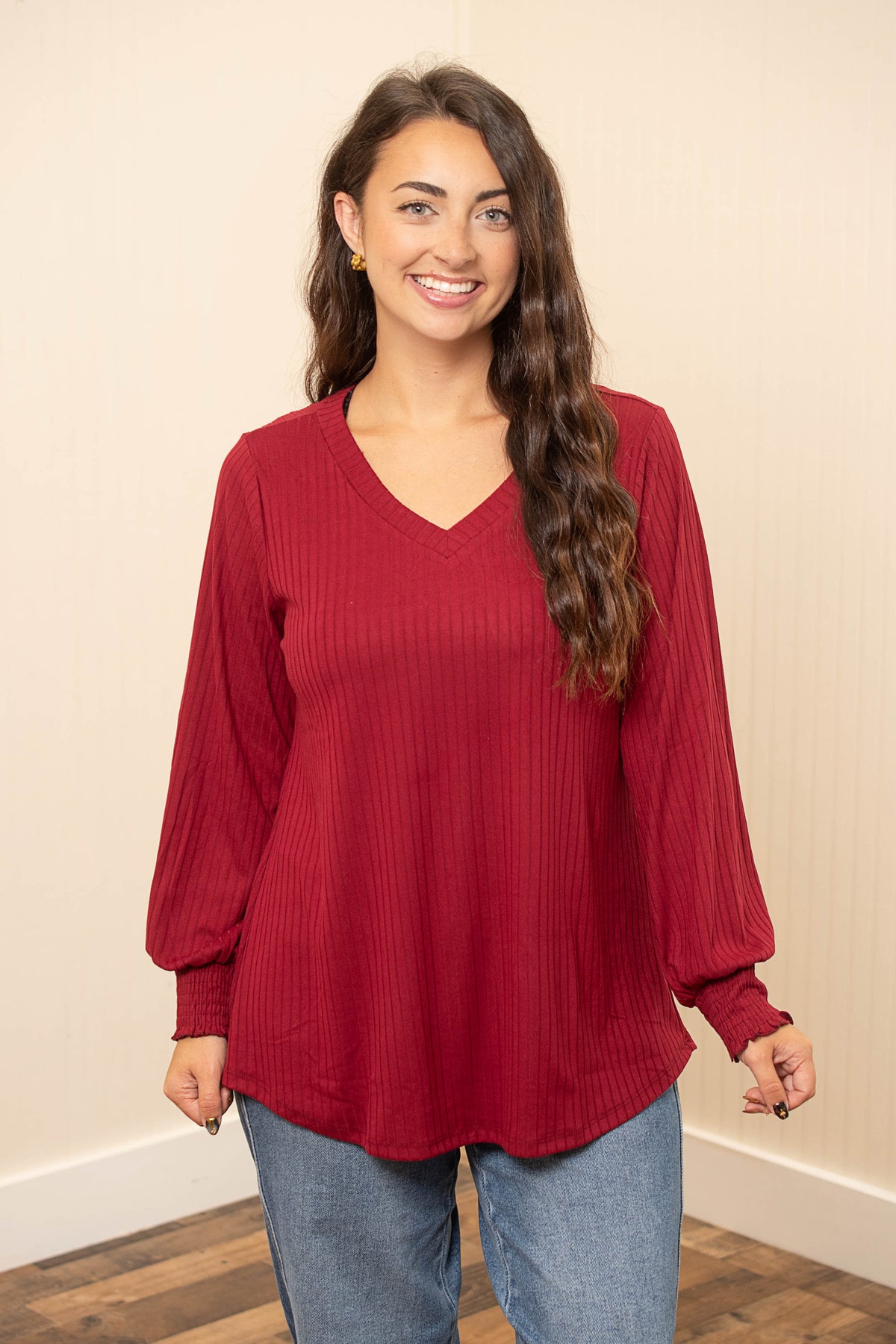 Everyday Elegance Ribbed Top in Wine