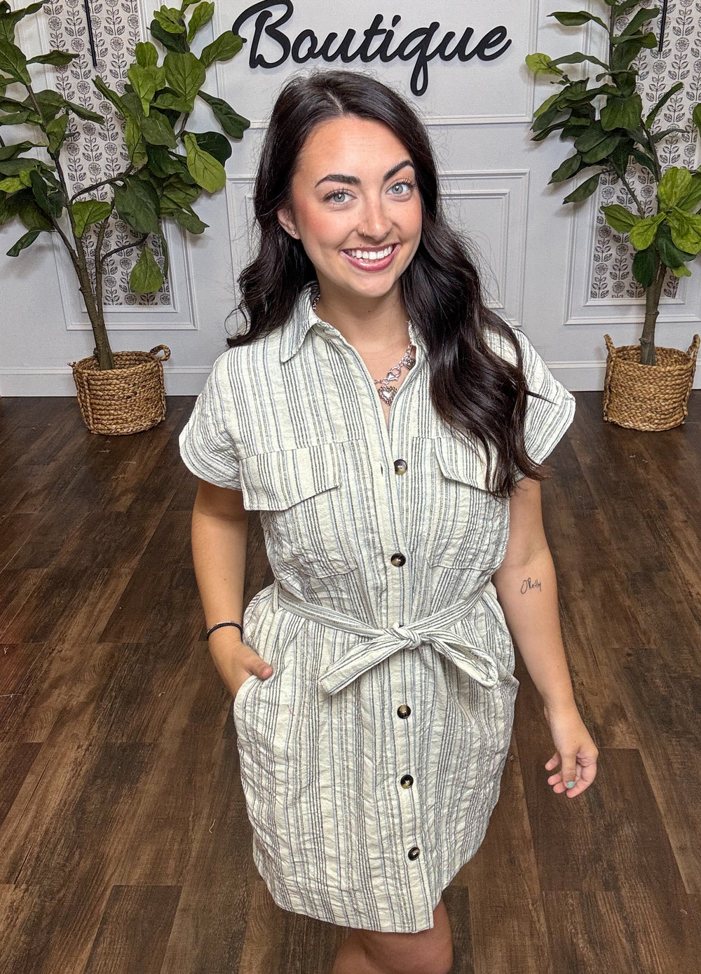 Harbor Breeze Dress - Ivory/Stripe