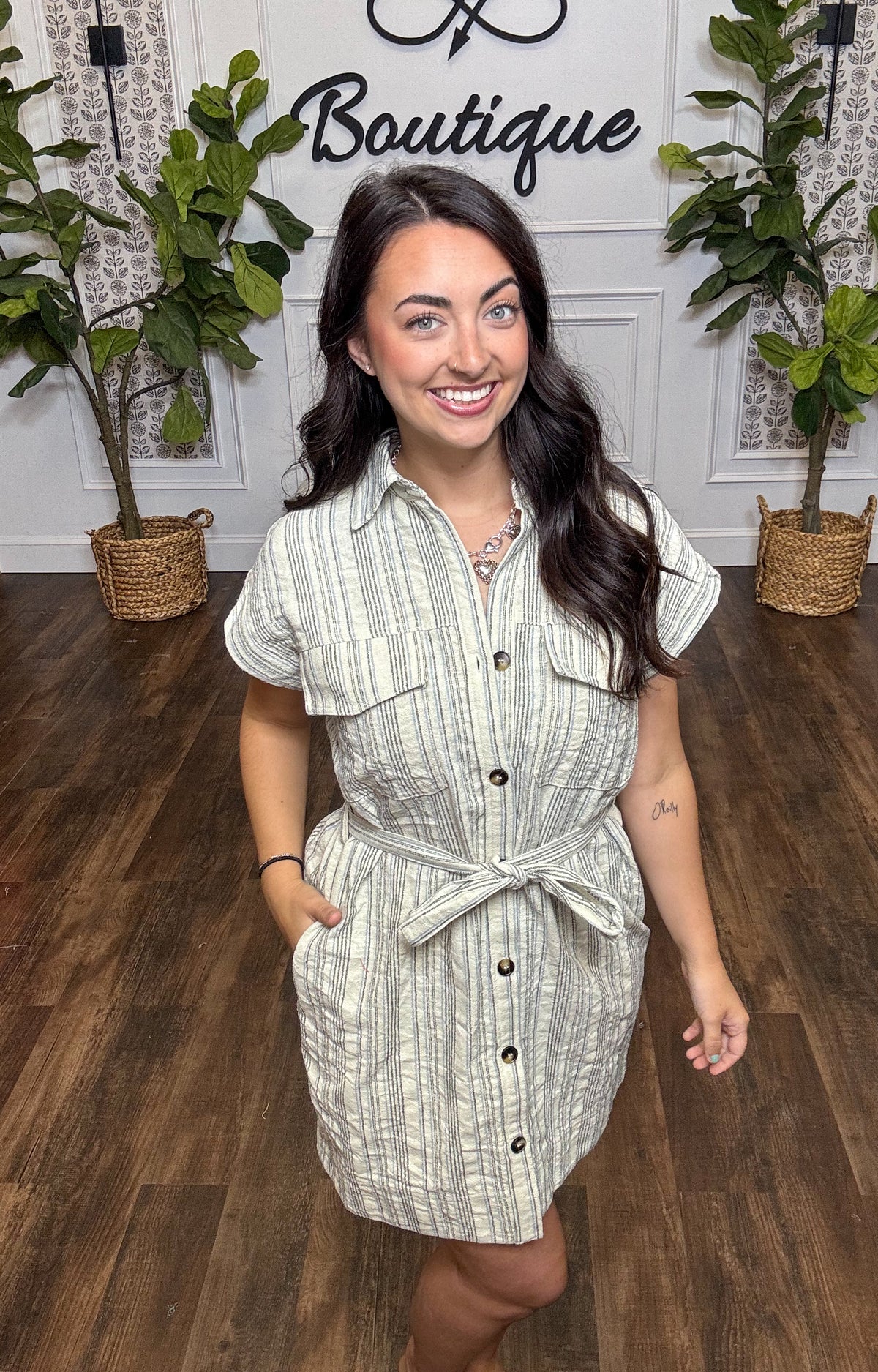 Harbor Breeze Dress - Ivory/Stripe