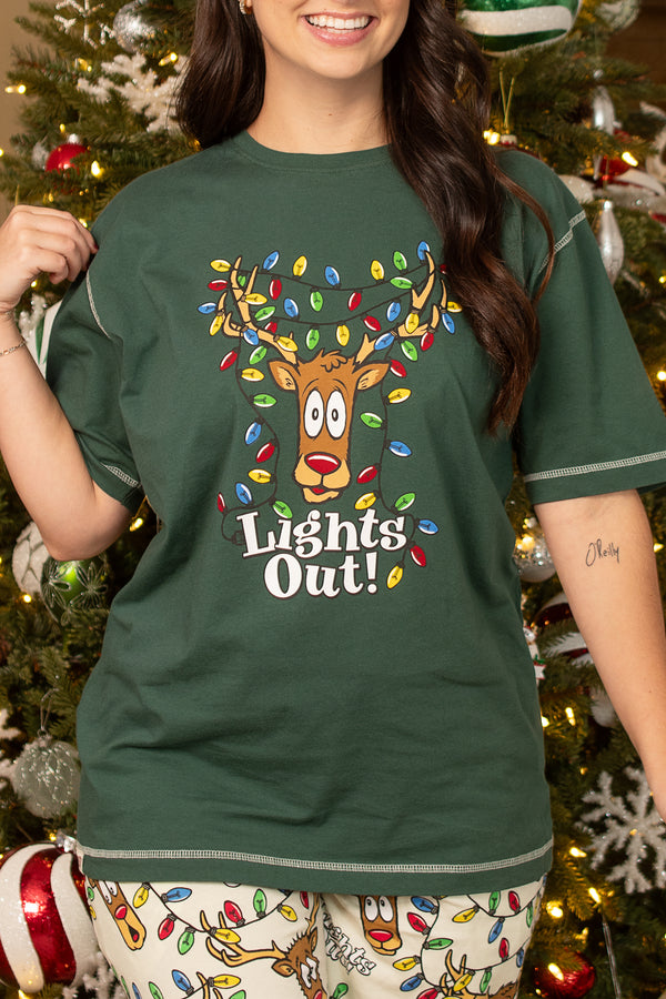 Lazy One Lights Out Green Tee