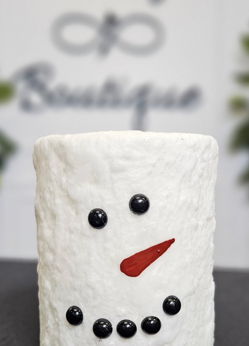 Short White Snowman LED Pillar