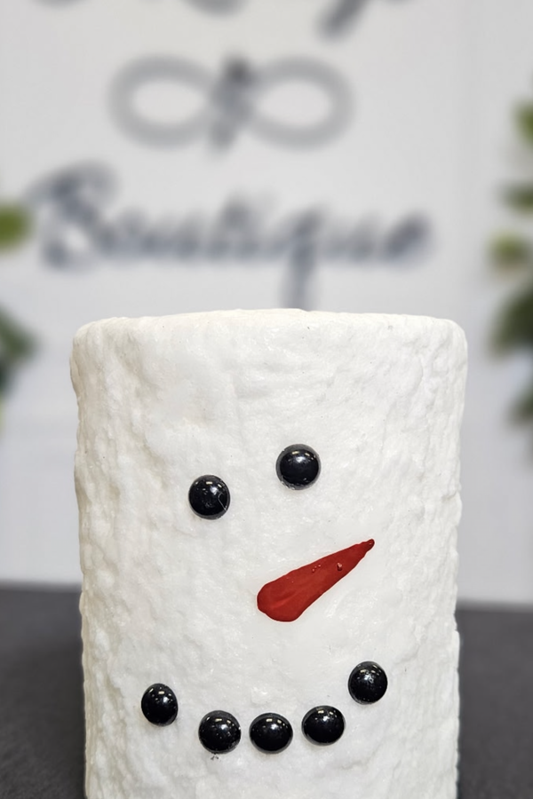 Short White Snowman LED Pillar