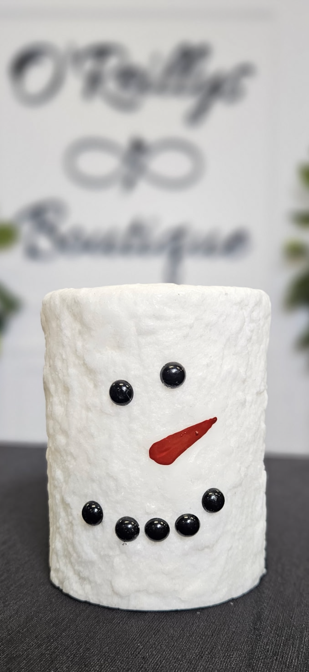 Short White Snowman LED Pillar