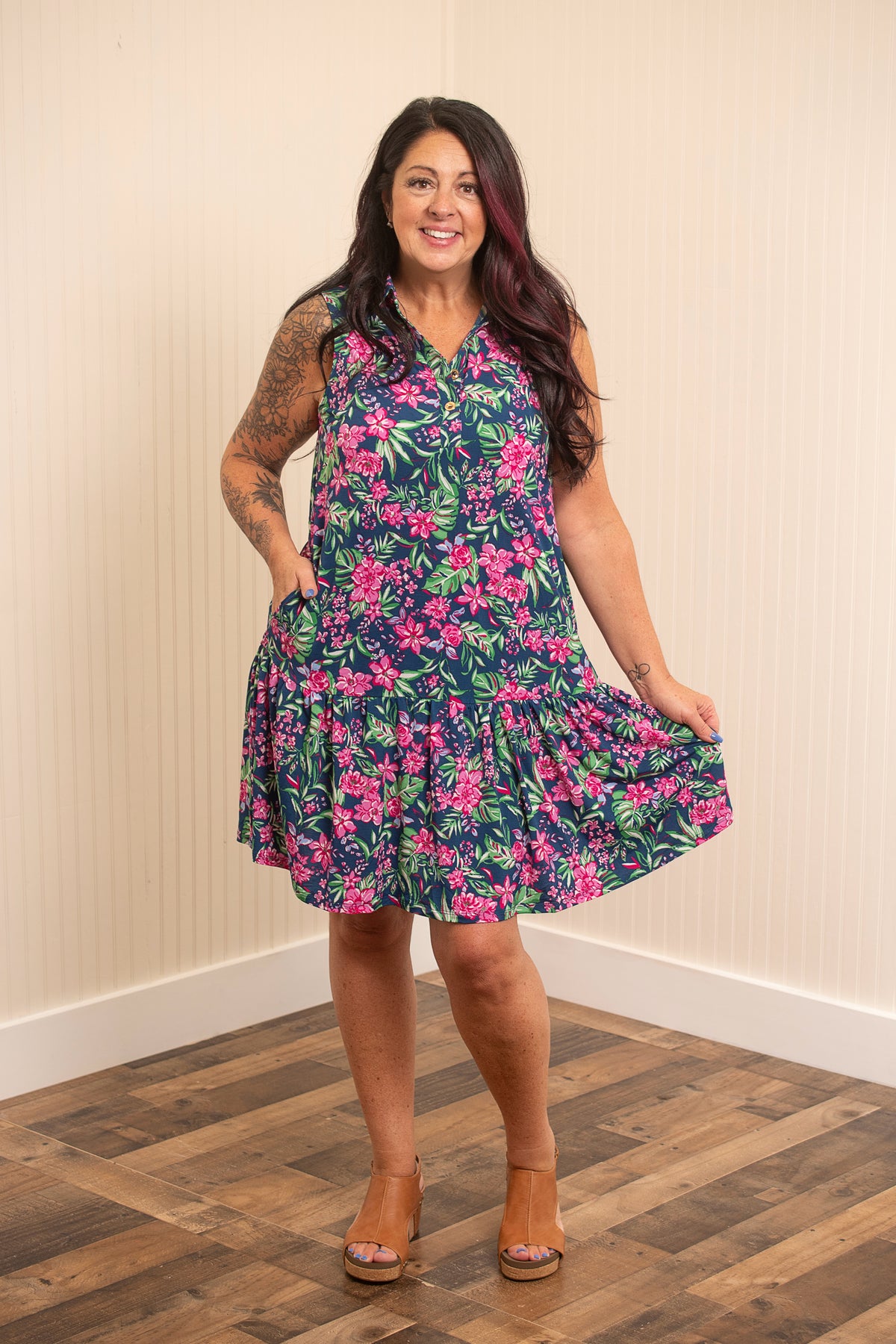Dear Scarlett Paradise Found Coral Sands Dress - Navy