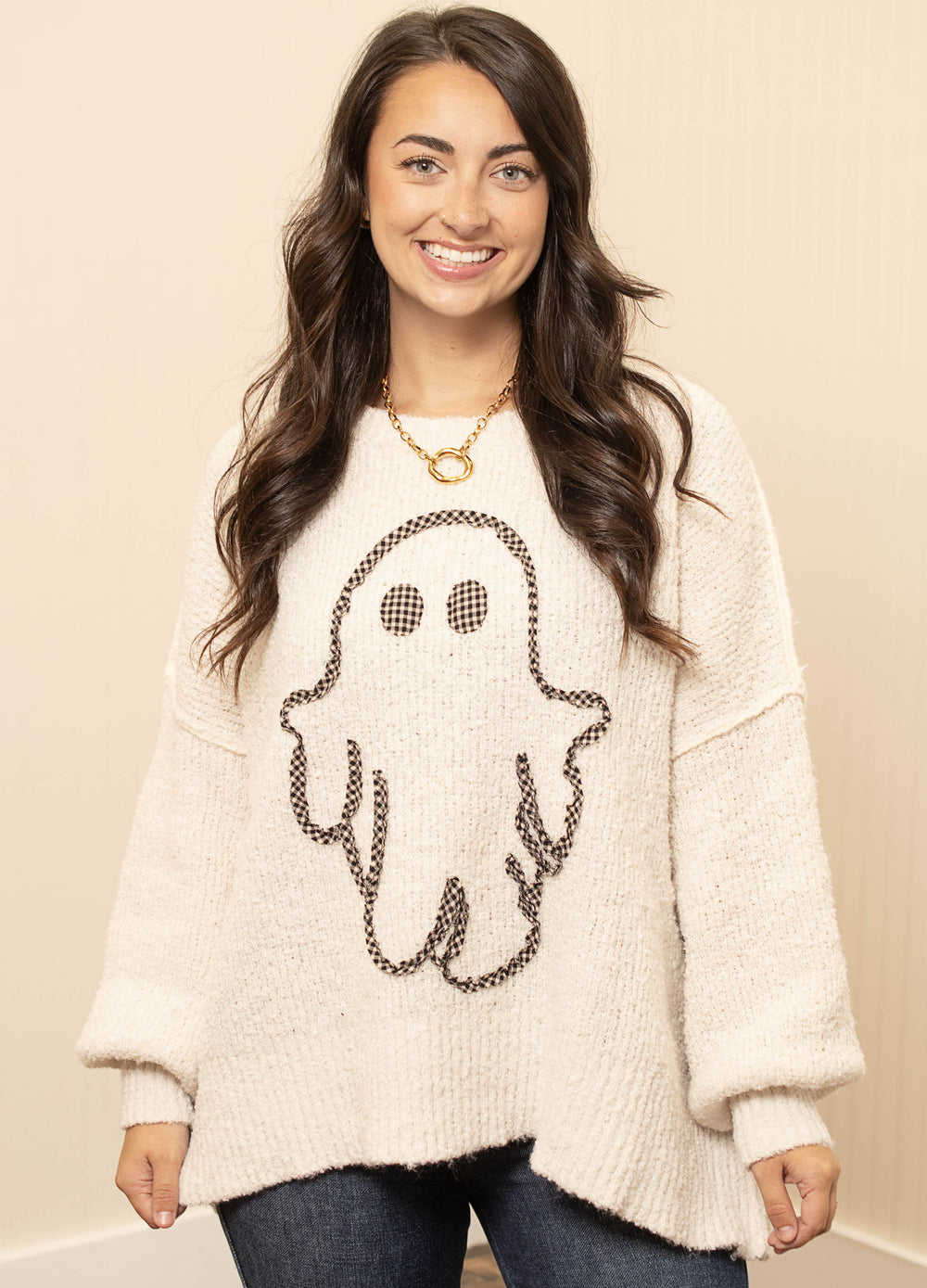 Ghostly Gingham Sweater