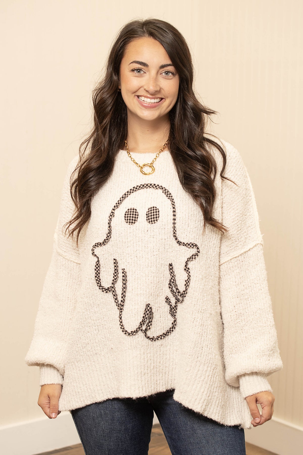 Ghostly Gingham Sweater