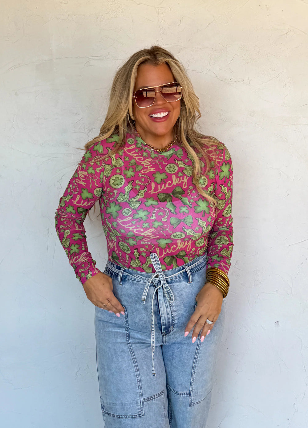 Lucky Girl Dress It Up Mesh Top