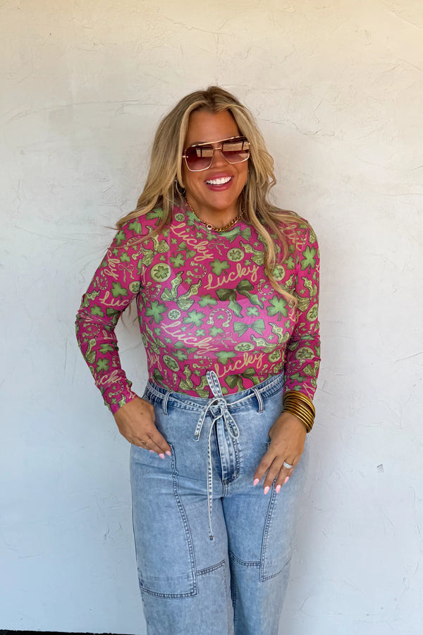 Lucky Girl Dress It Up Mesh Top