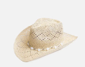 Nava Straw Western Hat W/Beaded Band