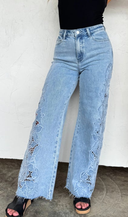Floral Whispers Wide Leg Jeans