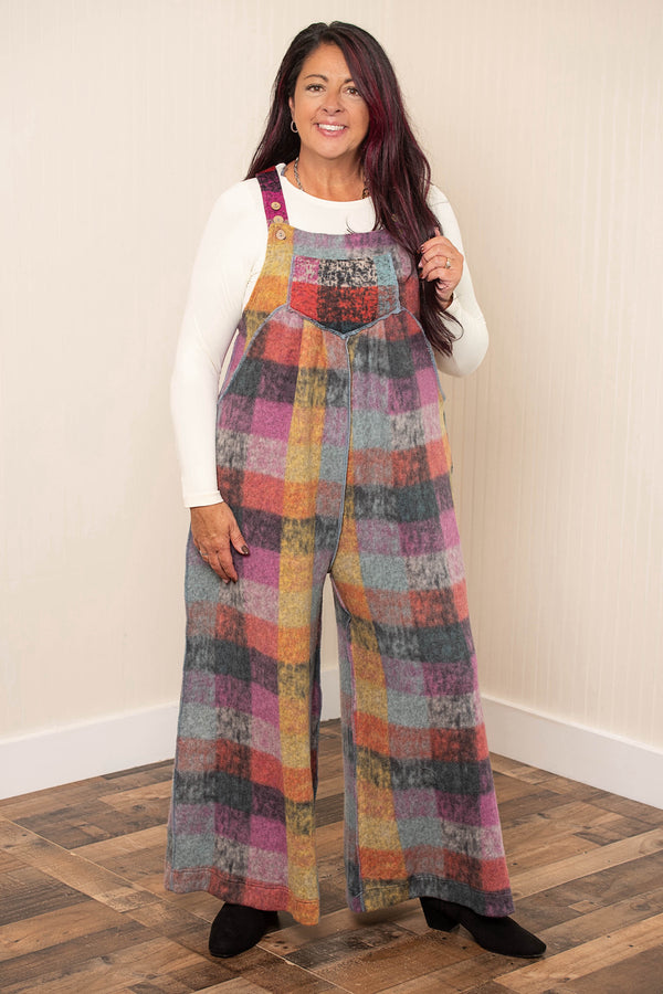 Vintage Brushed Checker Overalls