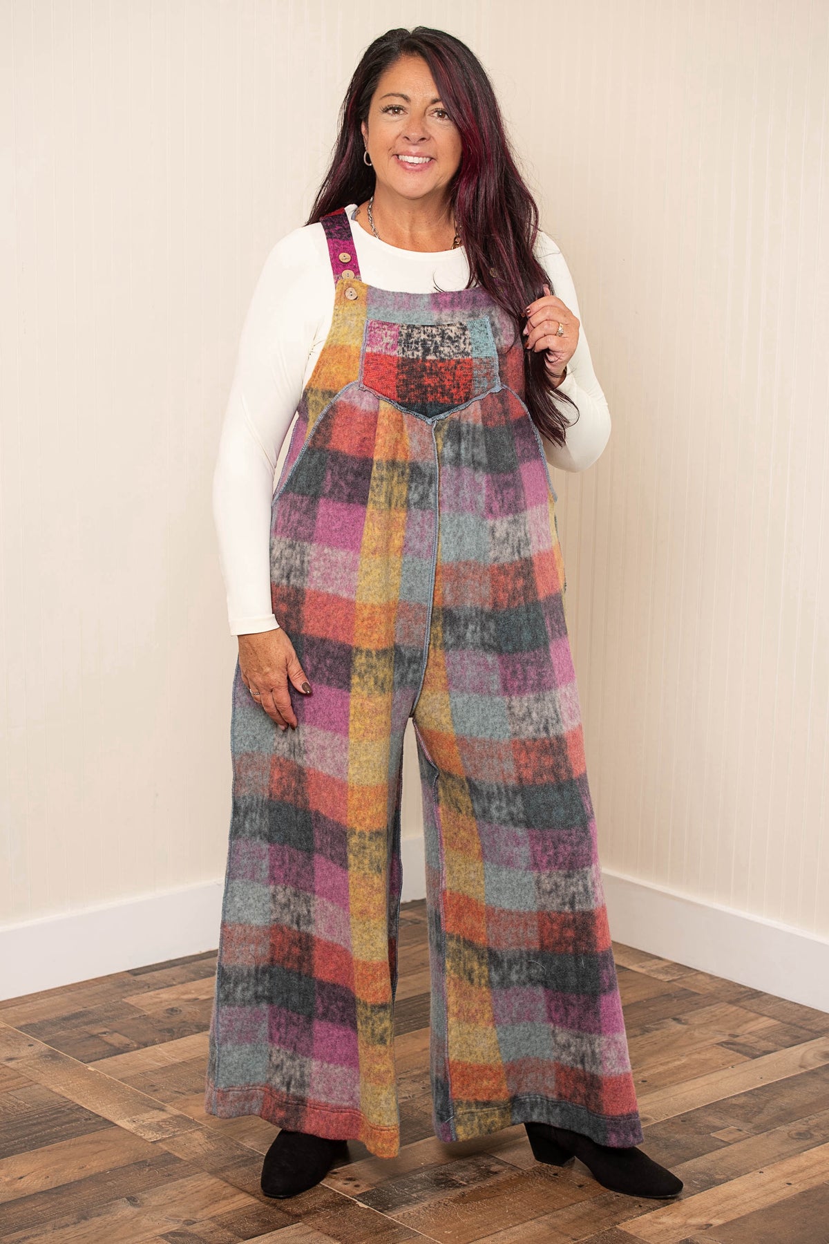 Vintage Brushed Checker Overalls