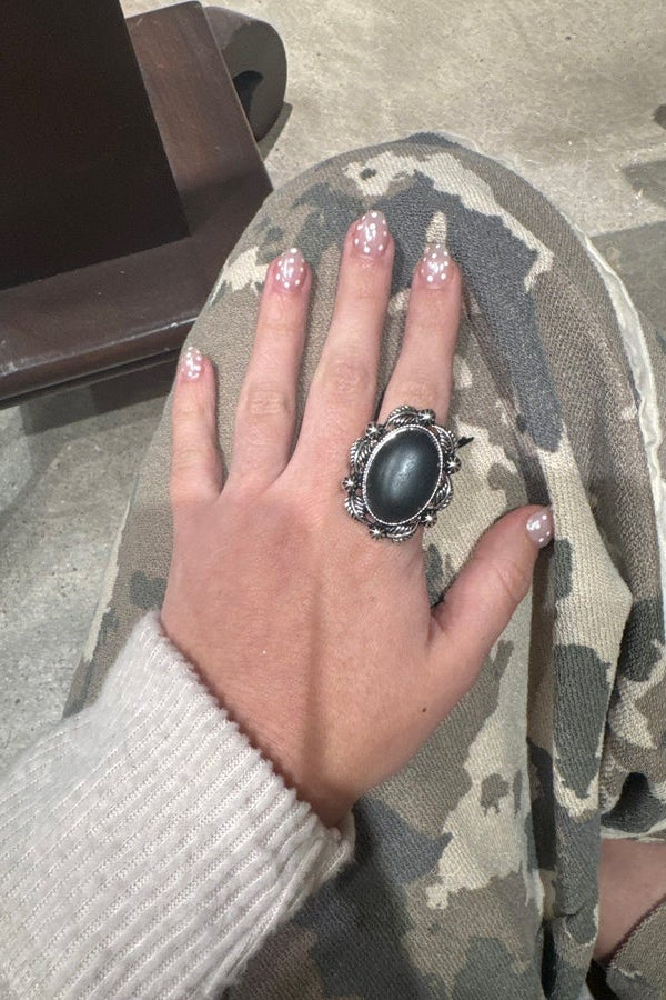 Lost & Found Black Oval Stretch Ring