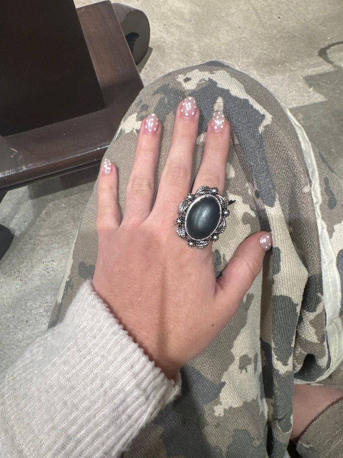 Lost & Found Black Oval Stretch Ring